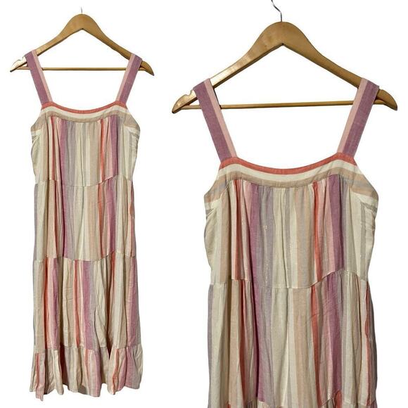 Rails Amaya Juliette Stripe Tiered Midi Dress Size S Multicolor Beachy Resort - Picture 1 of 7